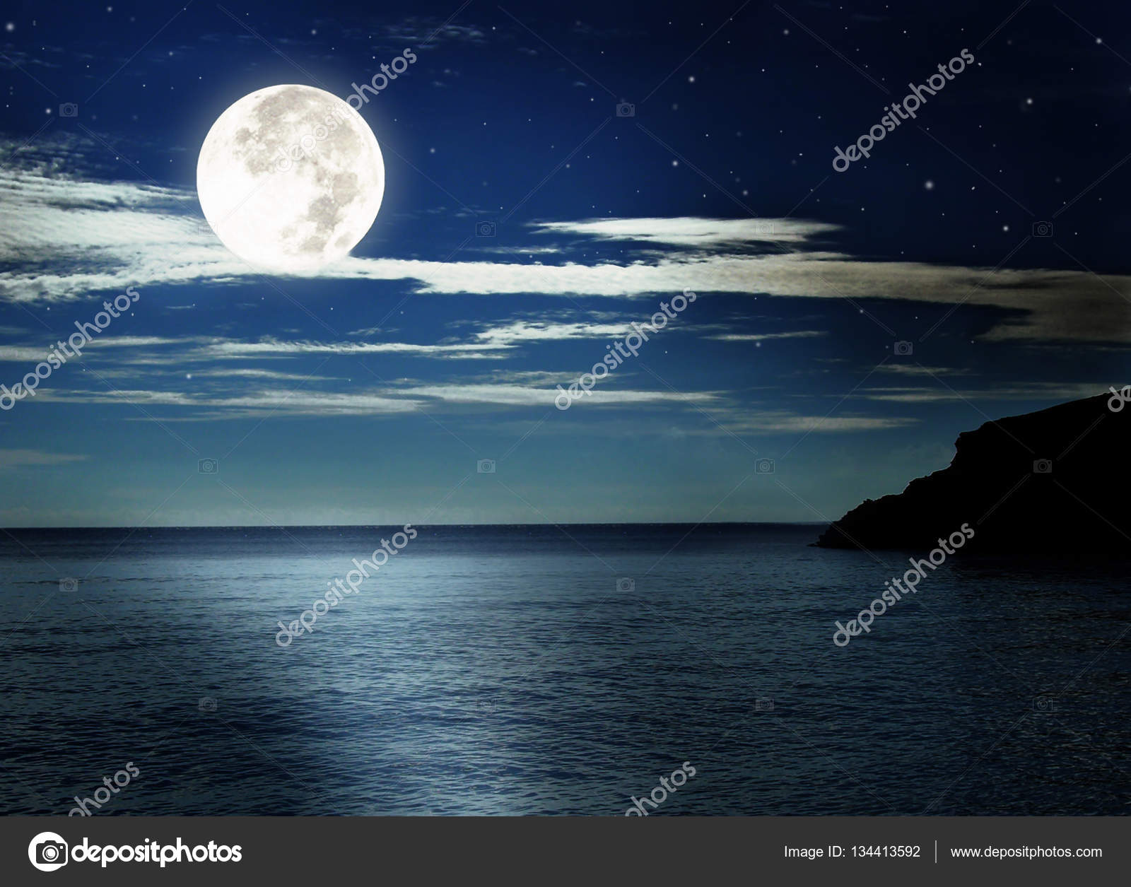 Full Moon Over The Sea Night Scene Stock Photo Image By C Eivaisla Full Moon Over The Sea Night Scene Stock Photo Image By C Eivaisla