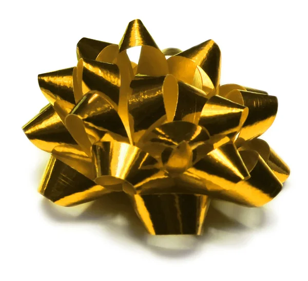 Golden ribbon or gift bow — Stock Photo, Image