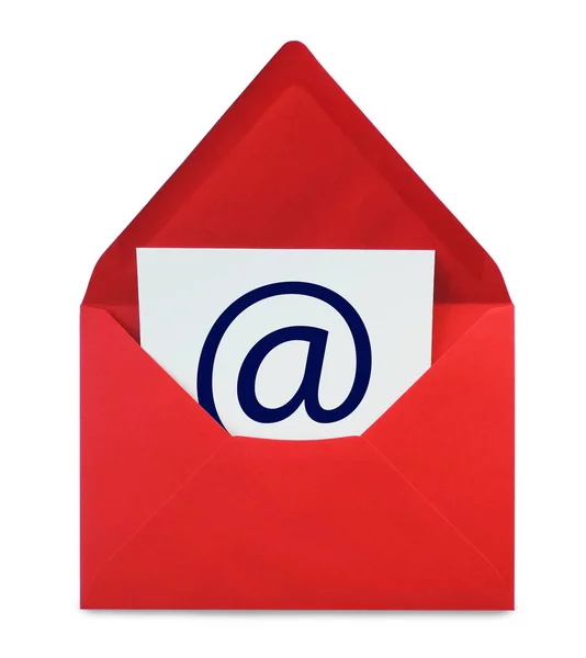 Тема електронної пошти з червоним конвертом — стокове фото