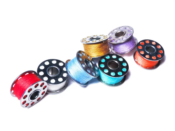 Multicolored sewing bobbins — Stock Photo, Image