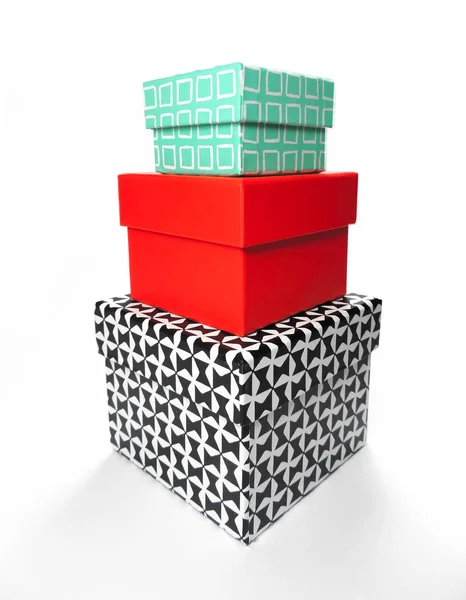 Stack rock of gift boxes or presents — Stock Photo, Image