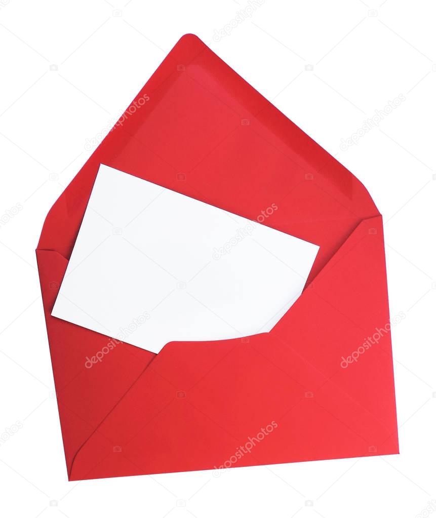 Red envelope and blank white card with