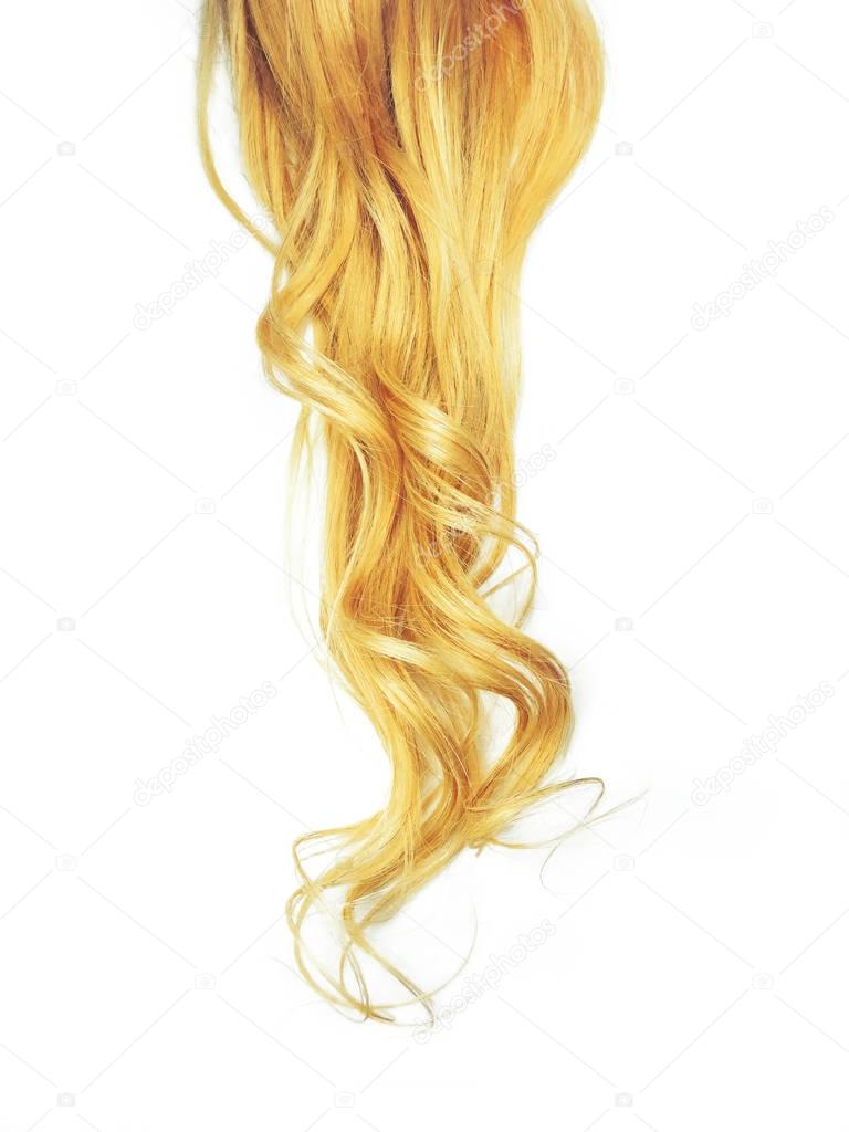 curly blond hair, isolated