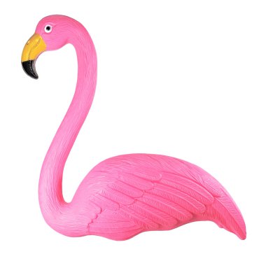 Pink plastic flamingo, isolated clipart