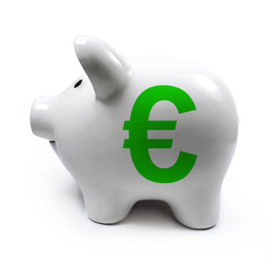 Euro simgesi olan beyaz porselen servet