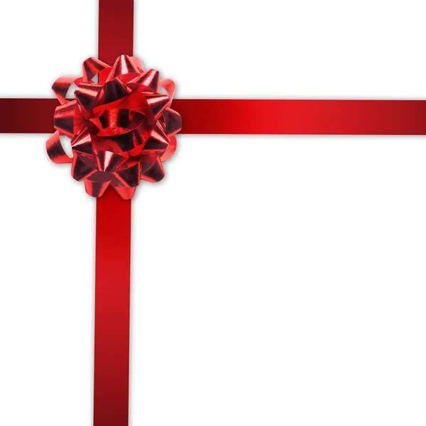 Arco rojo y cinta, decoración de caja de regalo —  Fotos de Stock