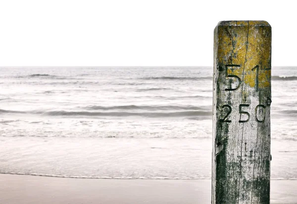 Palo o pilastro in legno sulla spiaggia — Foto Stock