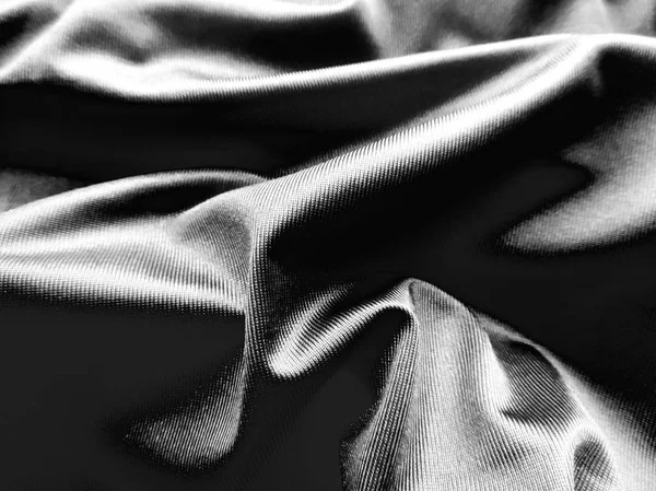 Vågig svart satin textil — Stockfoto