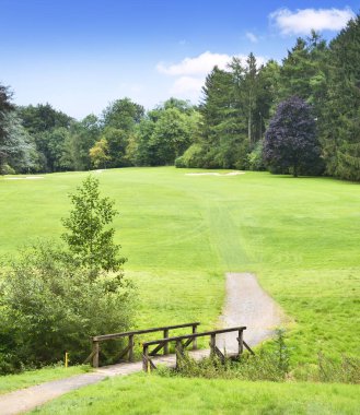 Park ahşap yaya köprüsü ile