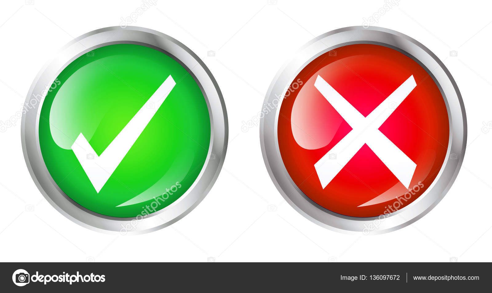 YES button and NO button. Green and red. Vector icon. Stock Vector