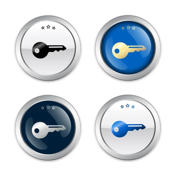 Sellos de seguridad o iconos con el símbolo clave — Vector de stock