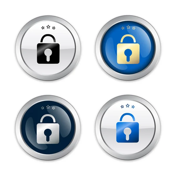 Sellos de seguridad o iconos con símbolo de candado — Vector de stock