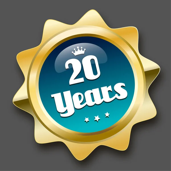 20 anos de selo ou ícone com símbolo da coroa —  Vetores de Stock