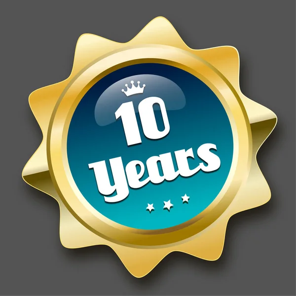 10 anos de selo ou ícone com símbolo da coroa —  Vetores de Stock