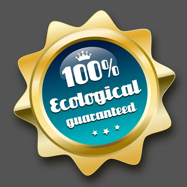 Selo ecológico 100% ou ícone com símbolo da coroa —  Vetores de Stock