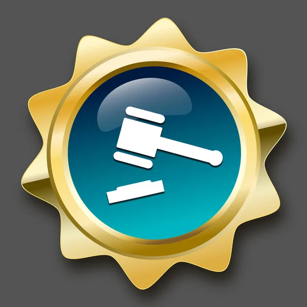 Selo de justiça ou ícone com símbolo de martelo — Vetor de Stock