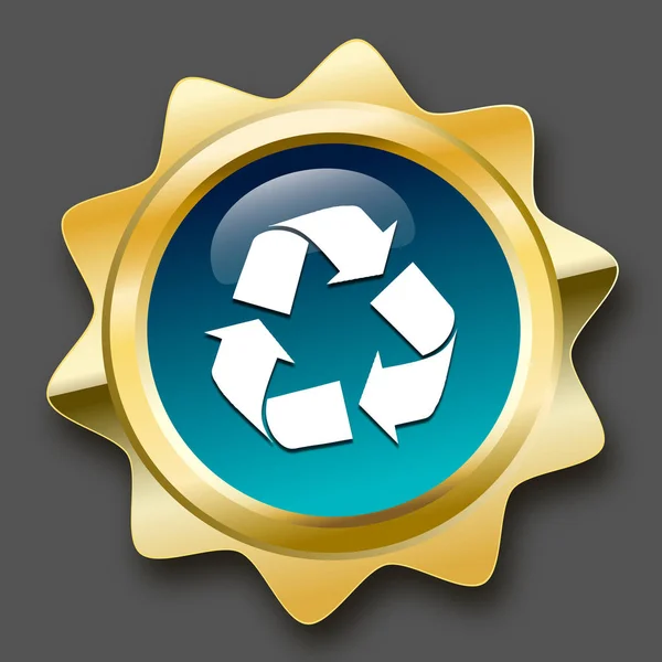 Recykling, pieczęć lub ikona z symbolem recyklingu. — Wektor stockowy