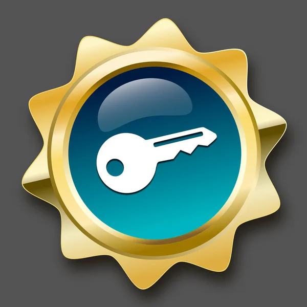 Sello de seguridad o icono con el símbolo de llave — Vector de stock