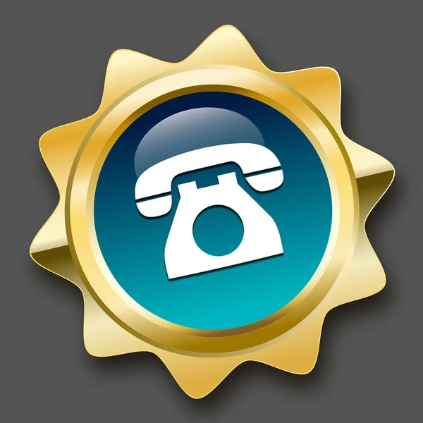 Sello de comunicación o icono con símbolo de teléfono — Vector de stock
