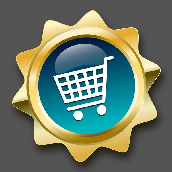 Sello de compras o icono con símbolo de carrito de compras — Vector de stock