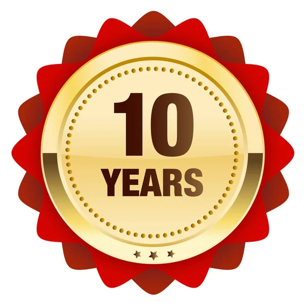 10 anos de selo ou ícone com símbolo da coroa —  Vetores de Stock