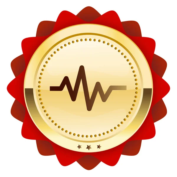 Sello de cardiología o icono con símbolo de latido cardíaco — Vector de stock