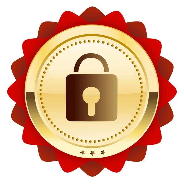 Sello de seguridad o icono con símbolo de candado — Vector de stock