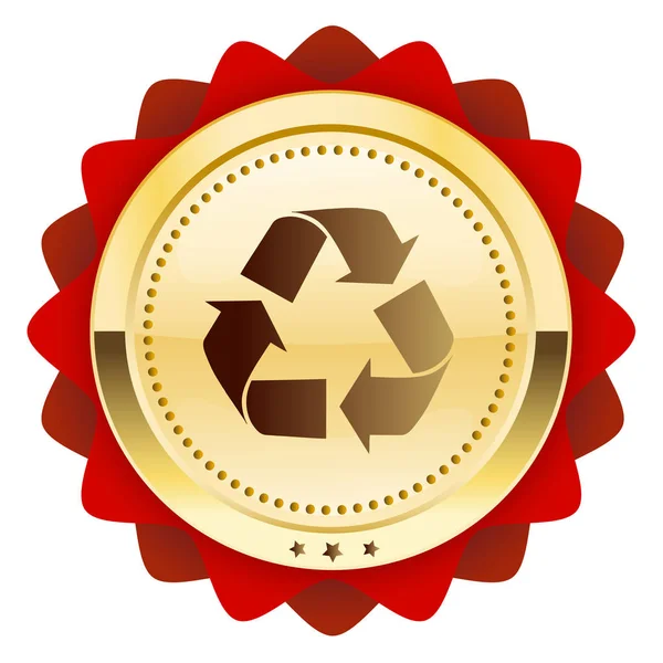 Recykling, pieczęć lub ikona z symbolem recyklingu — Wektor stockowy