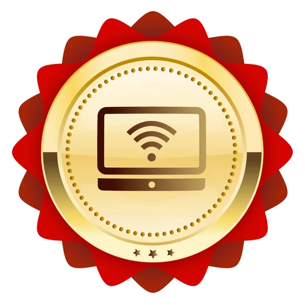 Sello garantizado Wifi gratuito o icono con símbolo Wifi . — Vector de stock