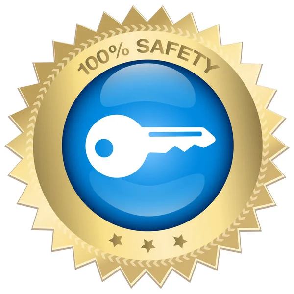 100% sello de seguridad o icono con el símbolo de la llave — Vector de stock