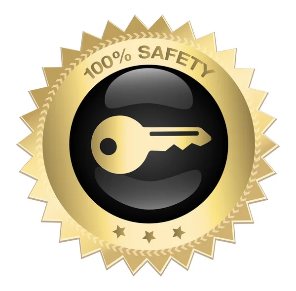 Pieczęć bezpieczeństwa 100% lub ikona z symbolem klucza — Wektor stockowy
