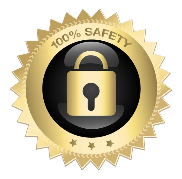 100% veiligheid zegel of pictogram met hangslot symbool — Stockvector