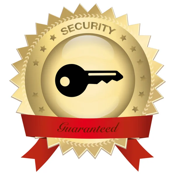 100 %-os biztonság garantált seal vagy ikon-val kulcs szimbólum — Stock Vector