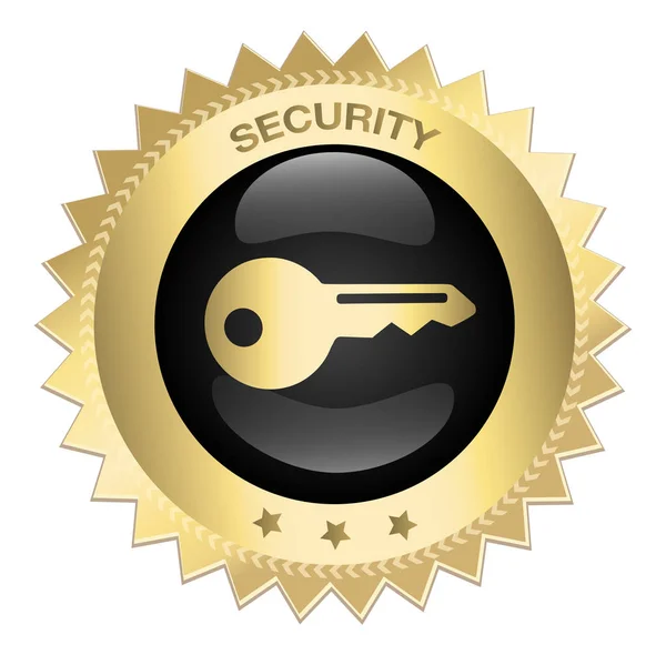 100% Security guaranteed seal or icon with key symbol — Stock Vector