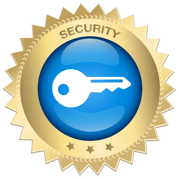 100% Security guaranteed seal or icon with key symbol — Stock Vector