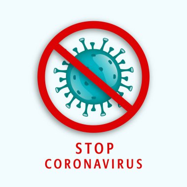 Koronavirüsü veya COVID-19 karantinasını durdurun. Virüs koruması için simge veya simge.