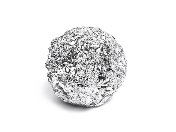 Tinfoil Ball Izolowany Białym Tle Odizolowany Obiekt Folii Aluminiowej Lub Zdjęcia Stockowe bez tantiem