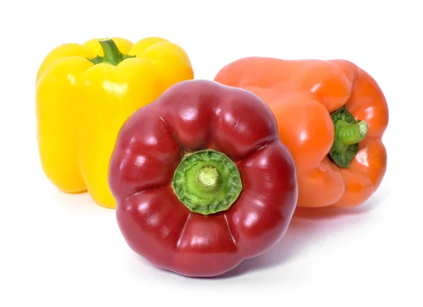 Fresh Bell Peppers Isolated White Background Red Orange Yellow Bell — Stock Photo, Image