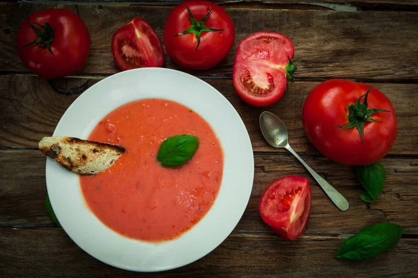 Sopa fria de tomate — Fotografia de Stock