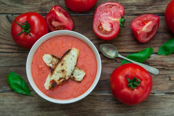 Tomato cold soup — Stock Photo, Image