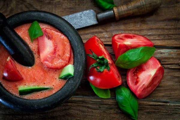 Soğuk domates çorbası — Stok fotoğraf