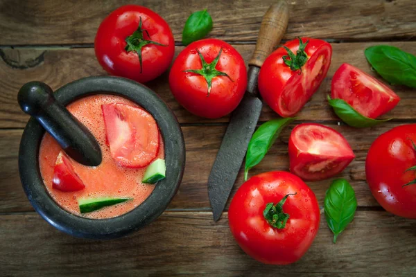 Soğuk domates çorbası — Stok fotoğraf