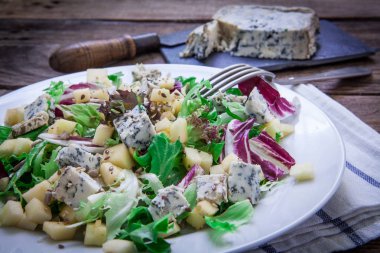 Peynirli salata plaka üzerinde