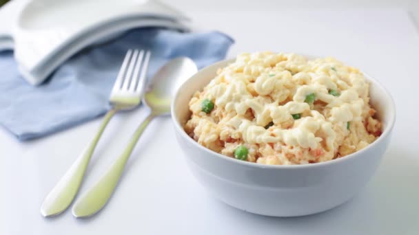 Tazón Ensalada Patata Con Mayonesa — Vídeos de Stock