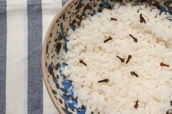 Bowl Aromatic Boiled Basmati Rice Cloves — Stock Photo, Image