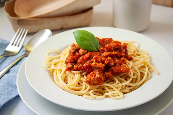 Plate Spaghetti Bolognese Sauce — Stock Photo, Image
