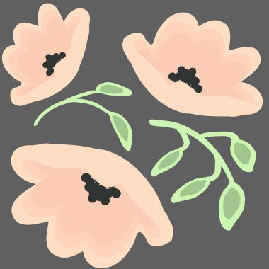 Koyu arka plan bahar çiçekleri ile Seamless modeli. Vektör çizim.