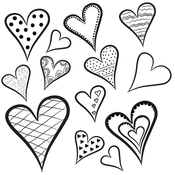 Hand Drawn Hearts Vector Illustration Perfect Kids Drawing — Stock Vector