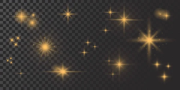 Efecto Luces Brillantes Vectoriales Destellos Explosivos Estrellas Efecto Especial Aislado — Vector de stock