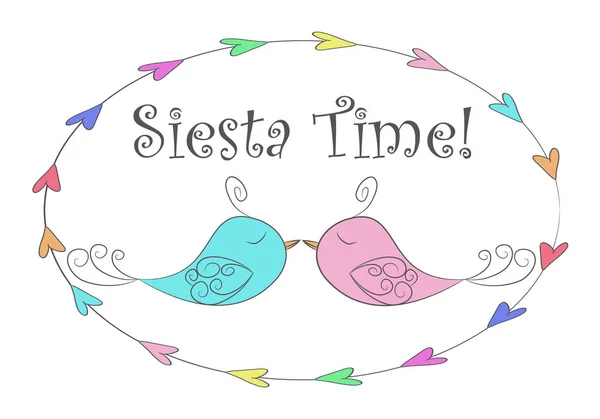 Διάνυσμα Illustration Simple Σχεδιασμός Χαριτωμένα Πουλιά Εξαιρετικό Ύπνο Siesta Χρόνο — Διανυσματικό Αρχείο